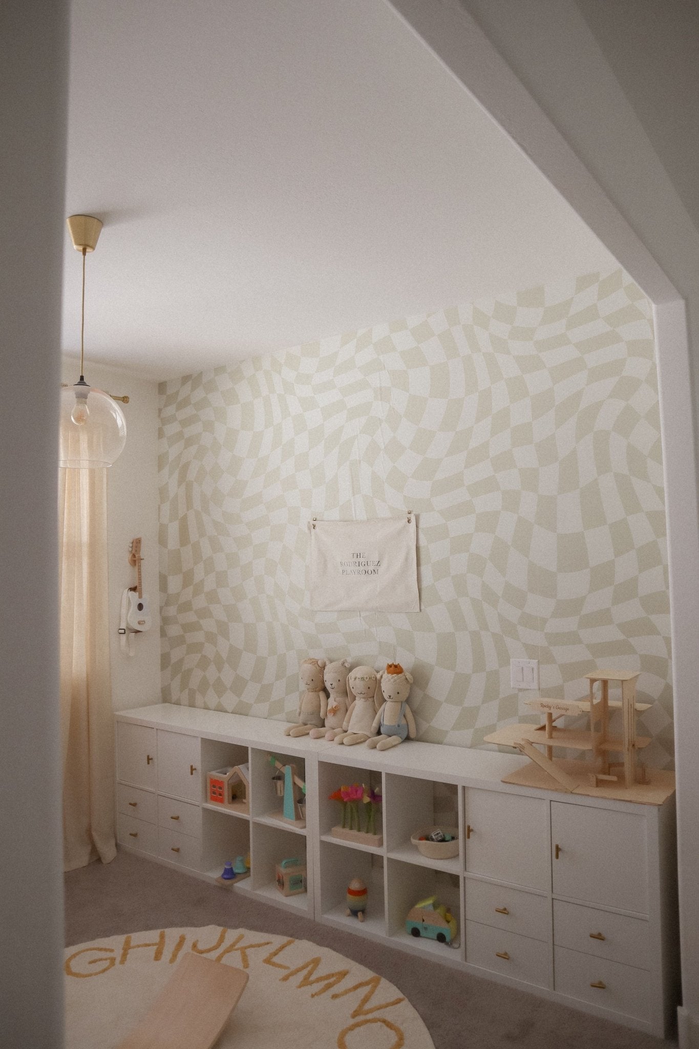 Wavy Checkerboard Peel and Stick Wallpaper