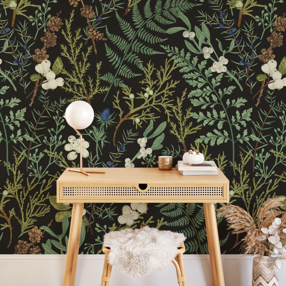 Dark Botanical Removable Wallpaper Peel and Stick