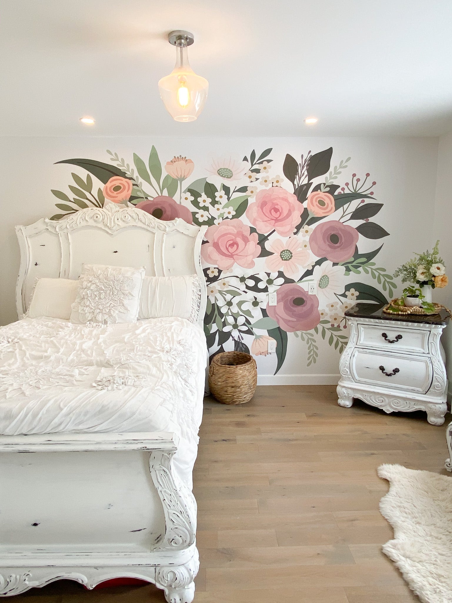 Pocketful of posies floral wall mural, flower wall covering, floral wallpaper, removable wallpaper