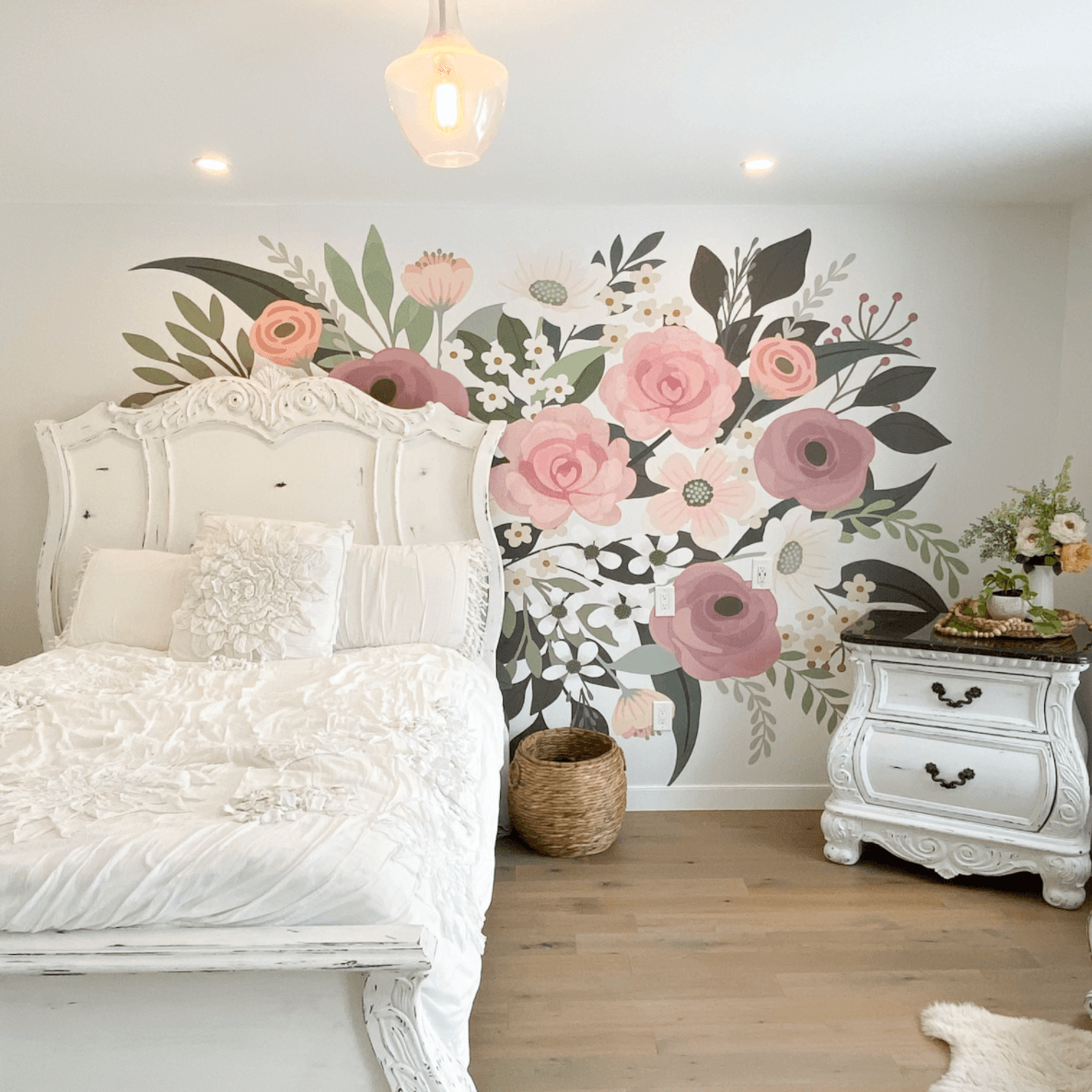 Pocketful of posies floral wall mural, flower wall covering, floral wallpaper, removable wallpaper