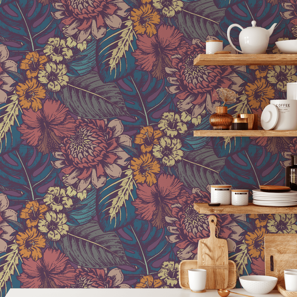 Aloha Dreams removable wallpaper tropical pattern floral wallpaper for the home