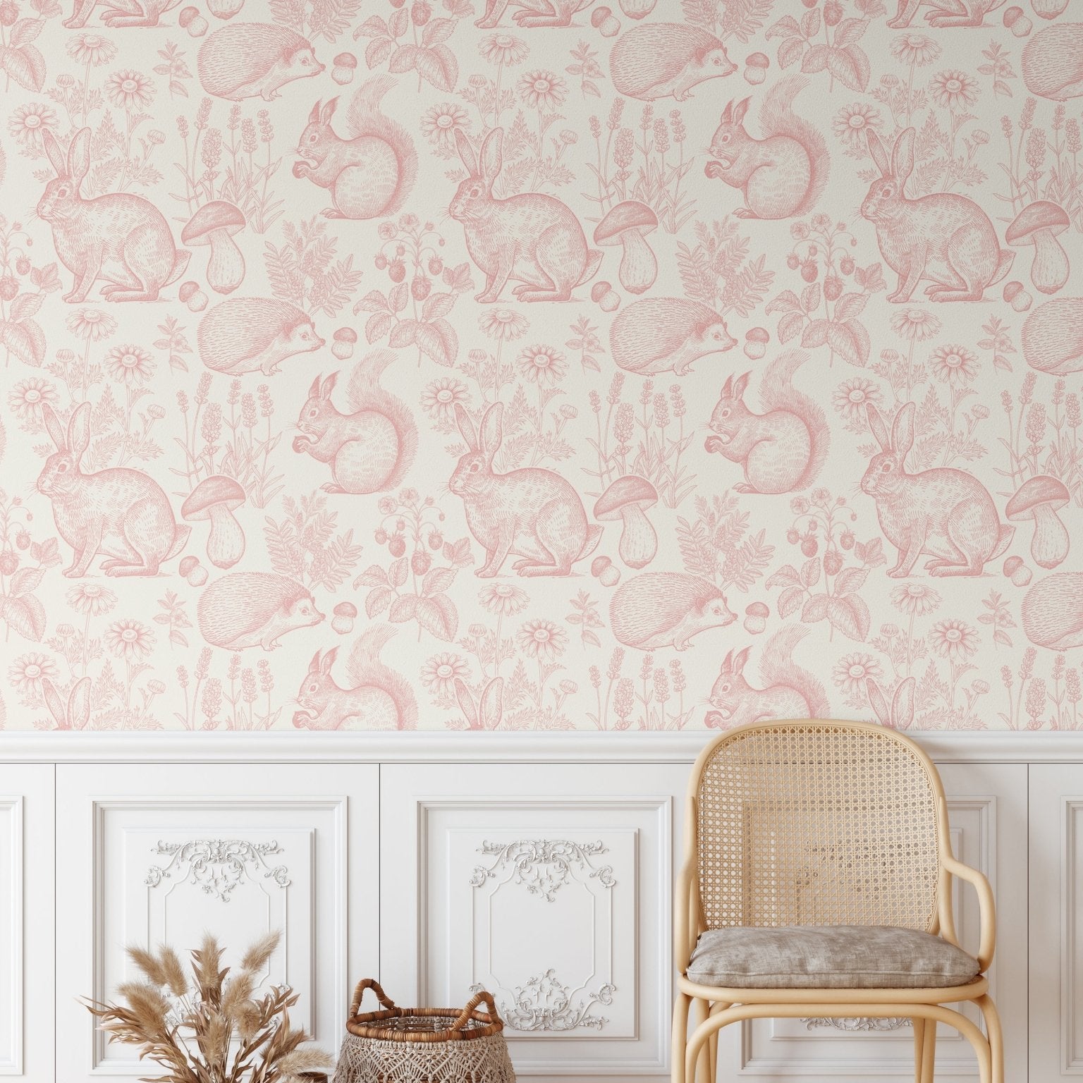 Animal woodland wallpaper, removable, peel and stick, textured wallpaper