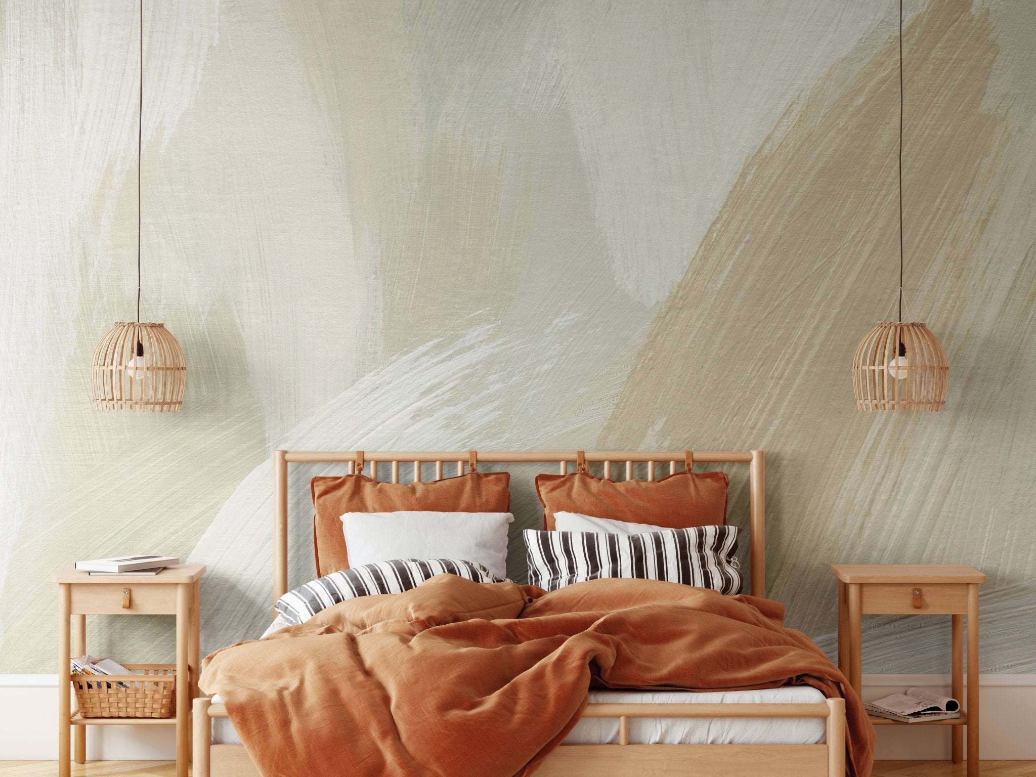 Artistic Wall mural in neutral colors perfect for Boho and neutral home decor