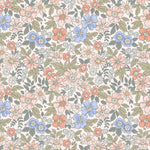 Sample dainty floral wallpaper blue red cream green