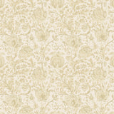 Elaborate beige floral brocade pattern wallpaper, with detailed flowers and ornate foliage on a light background, evoking a sense of luxury and classic style.