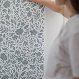 blue flower wallpaper peel and stick, removable peel and stick wallpaper with lady