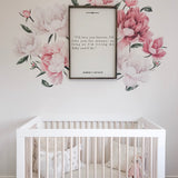 Baby girl nursery blush and pink, Floral wall decals, floral wall decal, floral decals, floral decal, peel and stick decals
