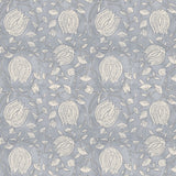 Sophisticated blue lotus wallpaper with white floral outlines against a soft blue background, ideal for a serene space