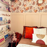 Children's bedroom with bohemian theme and peel and stick wallpaper