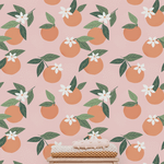 tropical orange fruit wallpaper peel and stick with green leaves, removable wallpapers