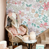Beautiful doll house with dainty floral removable wallpaper