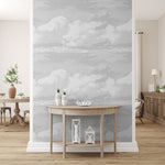 Grey Cloudy Skies Peel and Stick Removable Wallpaper