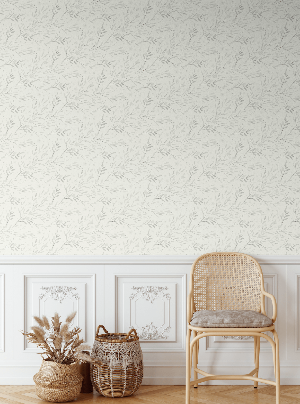 Cute wallpaper with rattan furniture