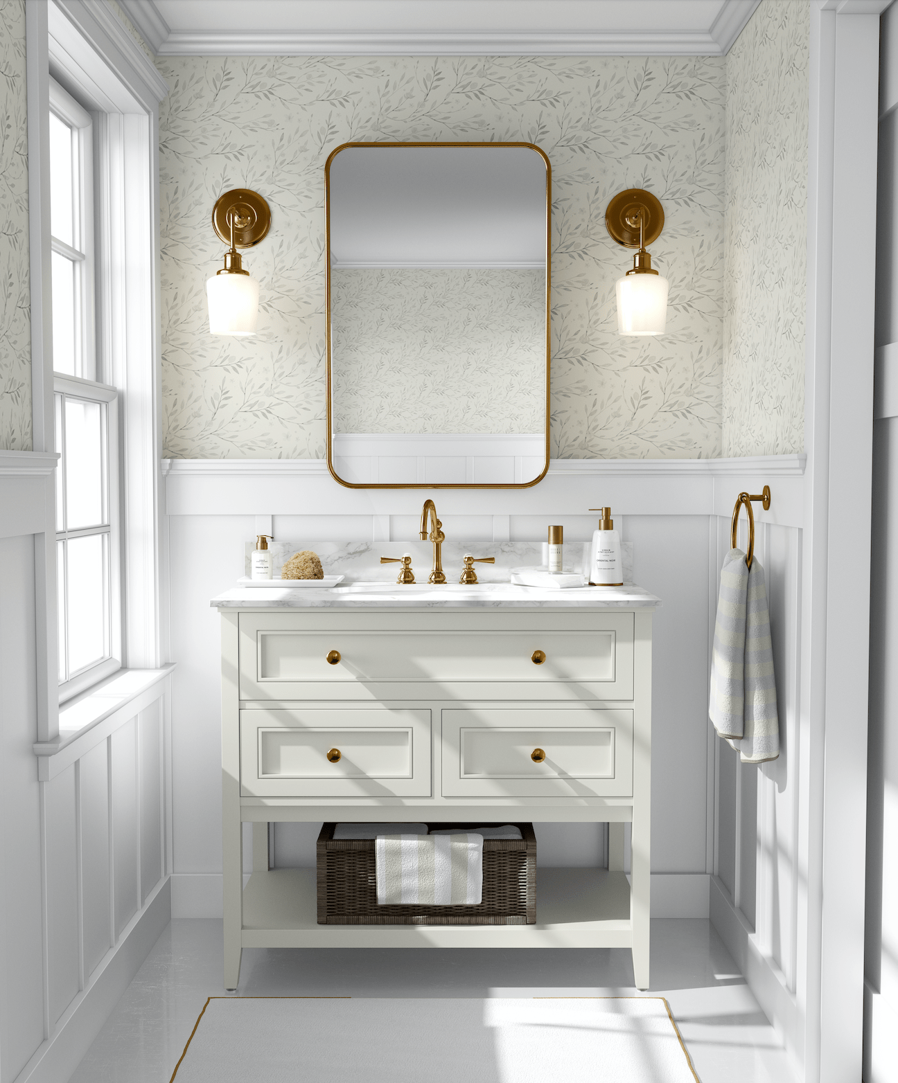 bathroom wallpaper, peel and stick