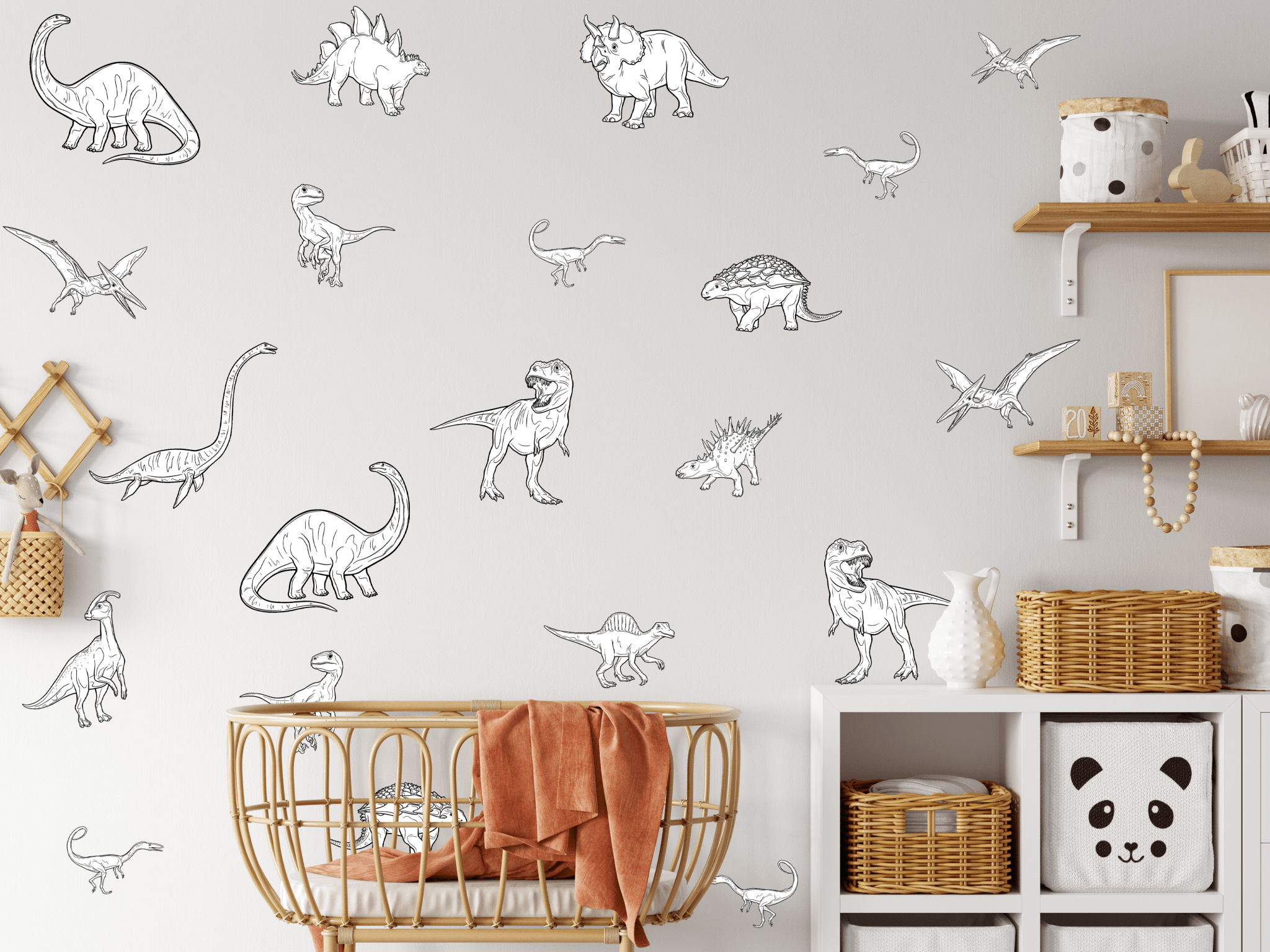 Best Black and White DInosaur wall decals peel and stick