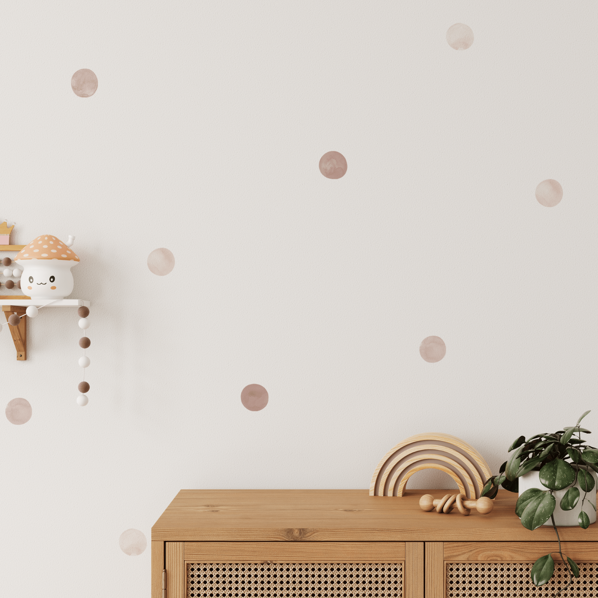 Dusty Pink peel and stick 2 inch wall dot stickers
