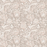 floral wallpaper pattern with intricate white and beige flowers and foliage on a neutral background, suitable for home decor