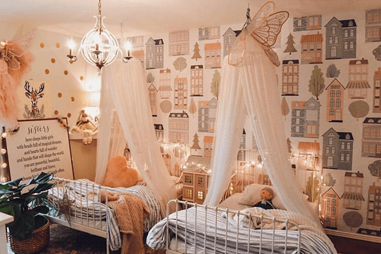 kids room wallpaper, removable peel and stick wallpaper, wall paper, wallpaper for walls, buildings wallpaper