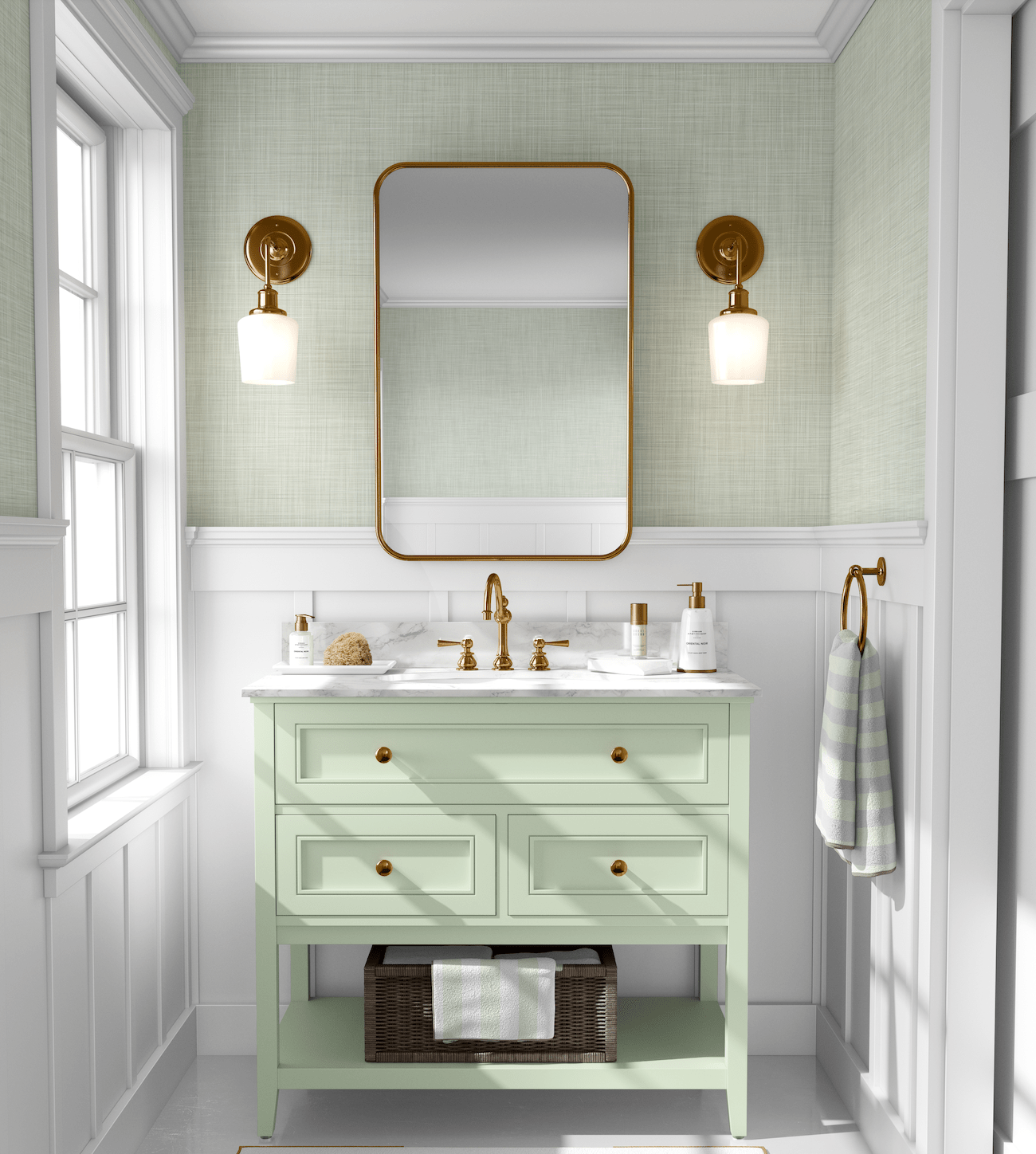 bathroom wallpaper green grass cloth