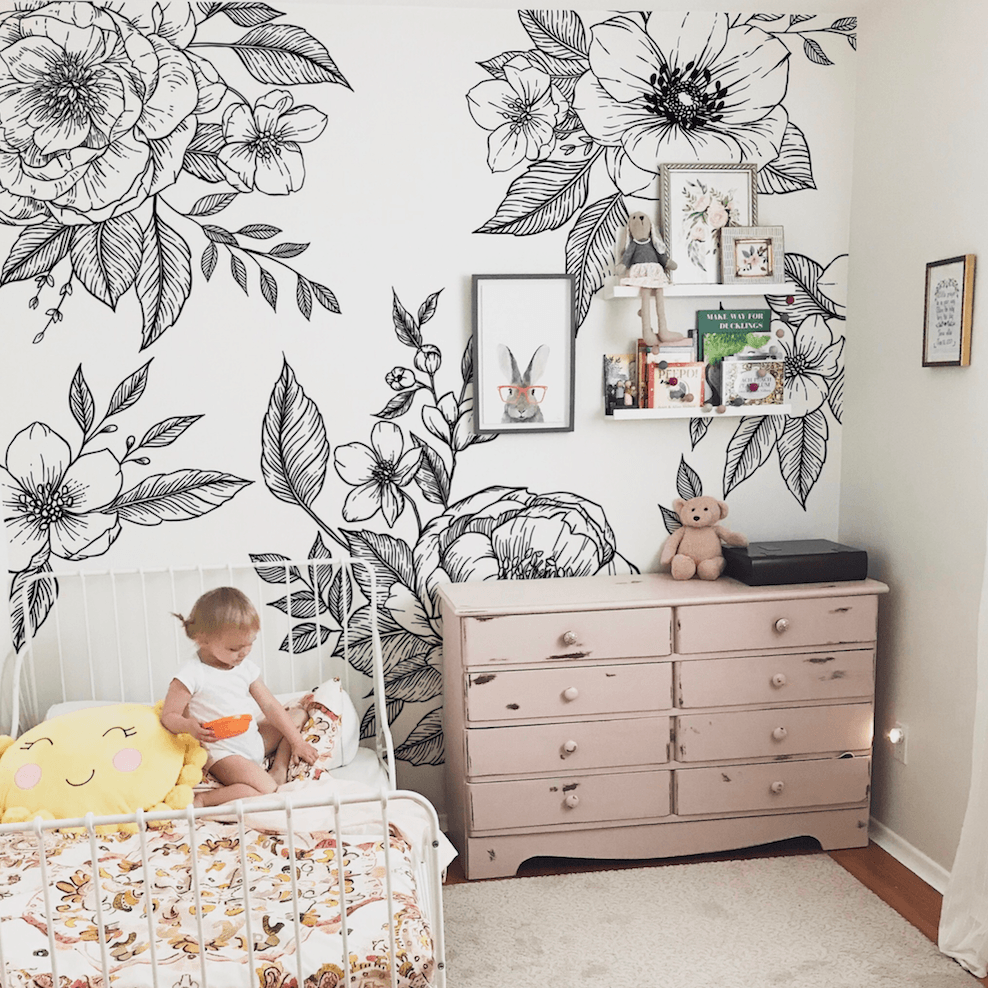 floral wall mural, peel and stick mural, peel and stick wall mural, peel and stick murals, removable peel and stick wallpaper