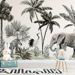 African Safari Animal wallpaper for kids playroom