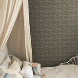 Dark Green Dainty floral wallpaper in an aesthetically pleasing child's room