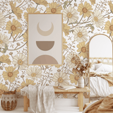 Boho Nursery, Removable wallpaper, Peel and stick floral wallpaper
