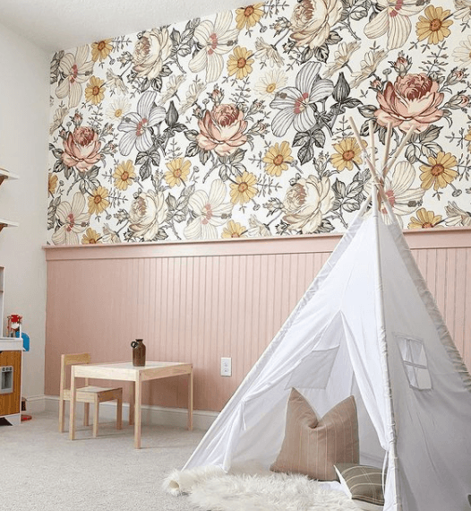 Peel and stick. Peel and stick wallpaper. Removable wallpaper. Dreaming in Pastels Wallpaper. Floral Wallpaper. Nursery Decor