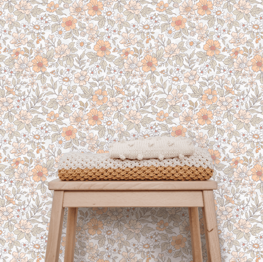 floral removable wallpaper, floral wallpaper, floral removable decals, flowery wallpaper, cute wallpaper