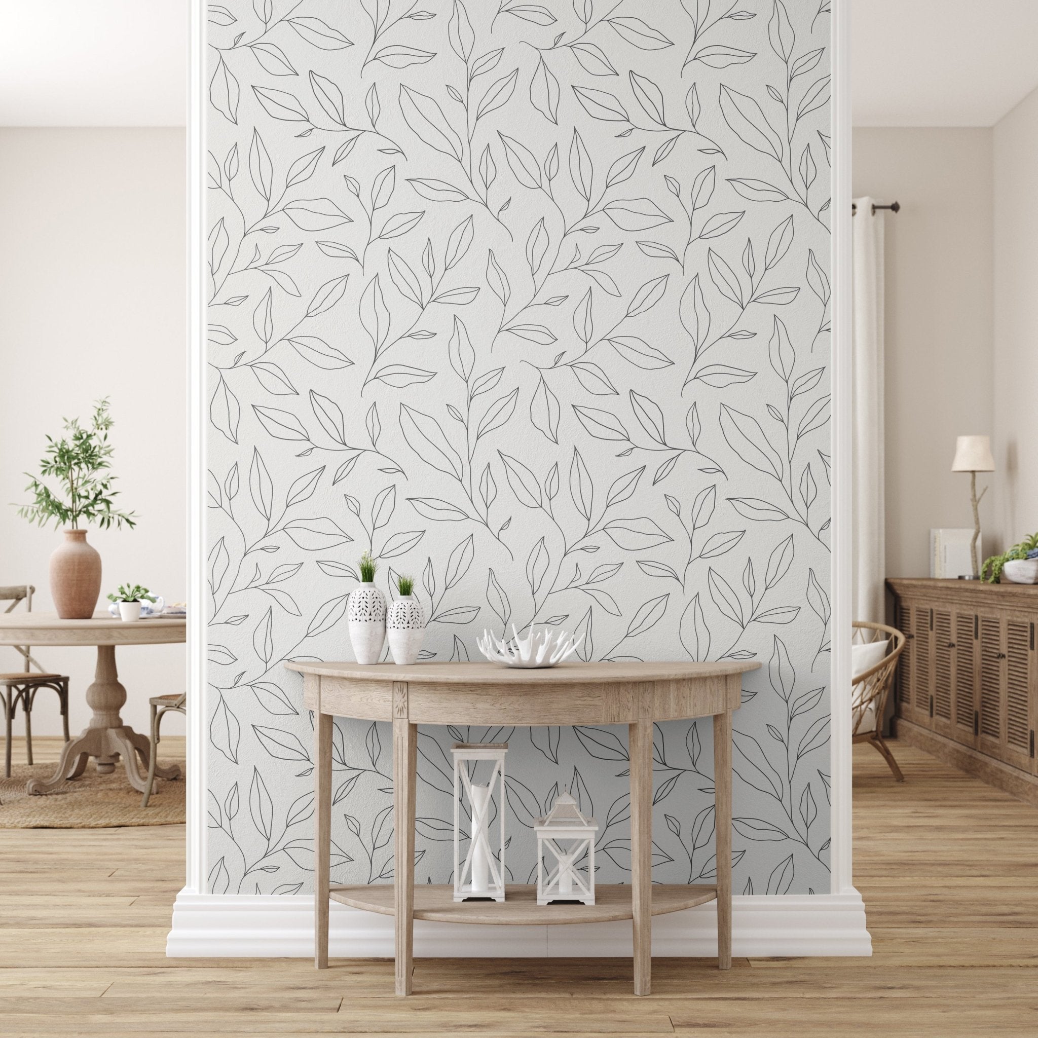 Line drawing floral wallpaper, Minimal Floral Peel and Stick Wallpaper for Walls, Peel and Stick Removable Wallpaper, Peel and Stick Wall paper, Peel and stick Wallpapers