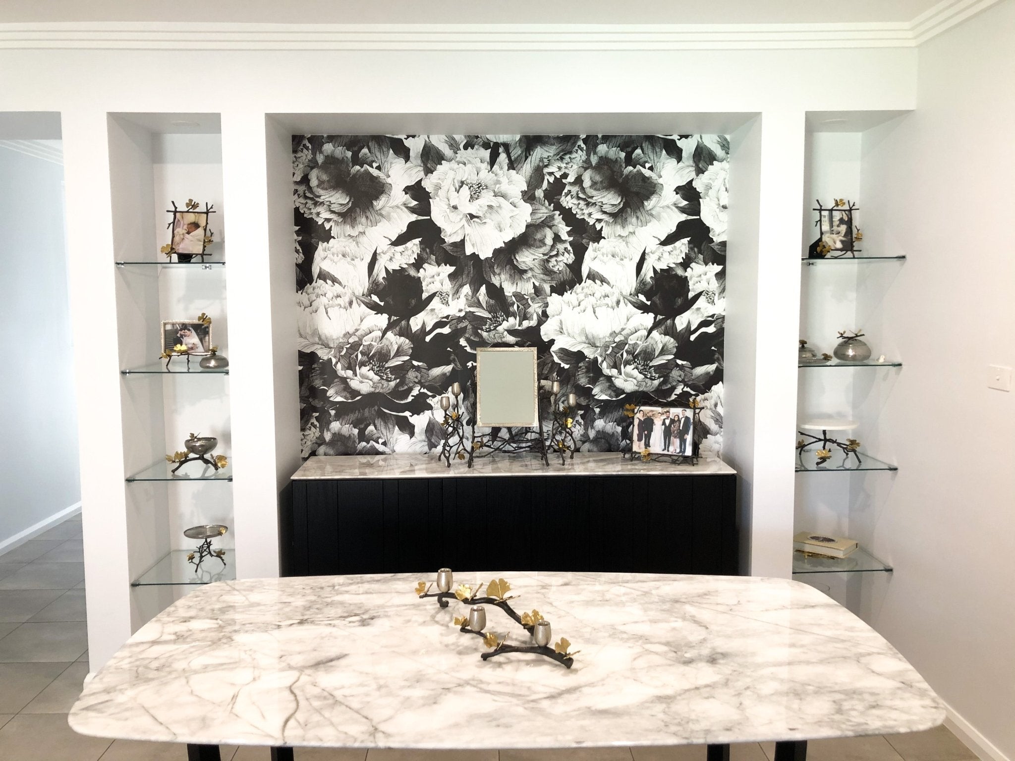 black wallpaper, peel and stick