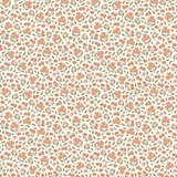 Sample of orange and green flower wallpaper with a dense, repeating pattern.