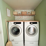 Makeover in Laundry Room using peel and stick oranges wallpaper