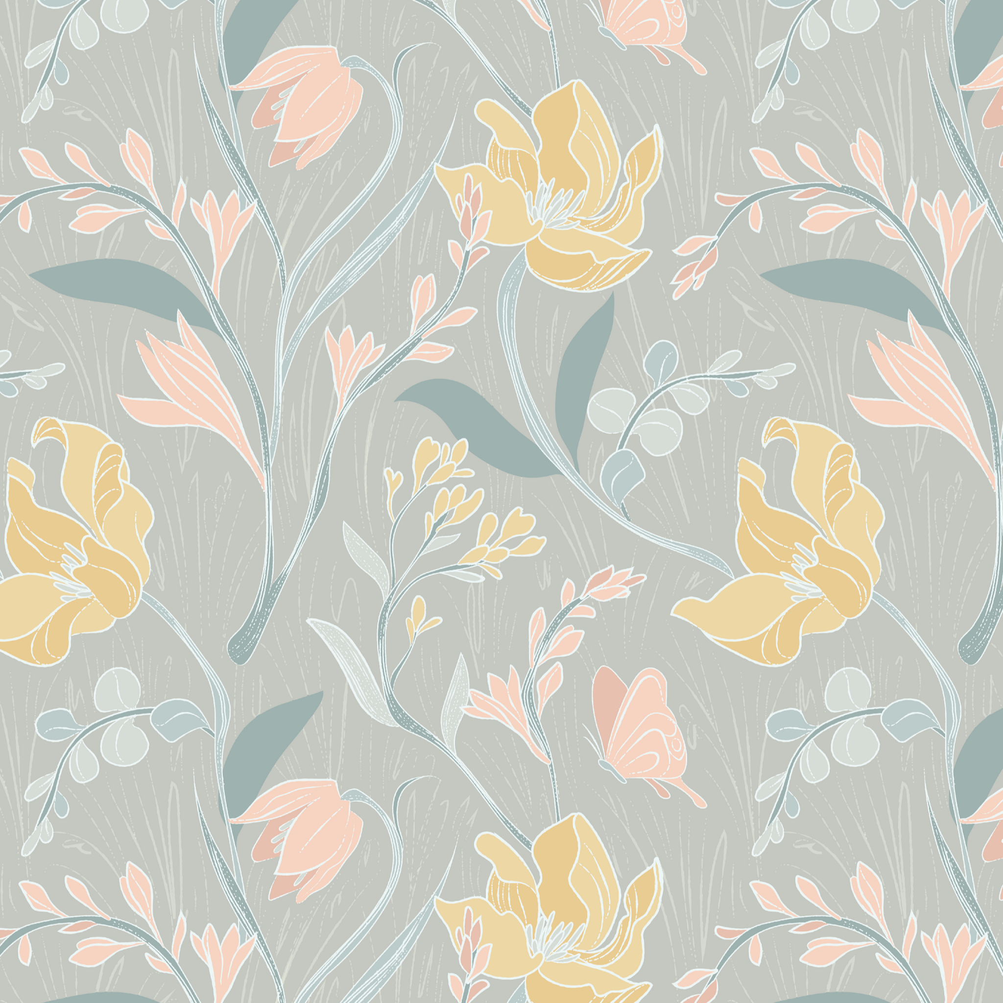 Pastel floral painters garden wallpaper sample