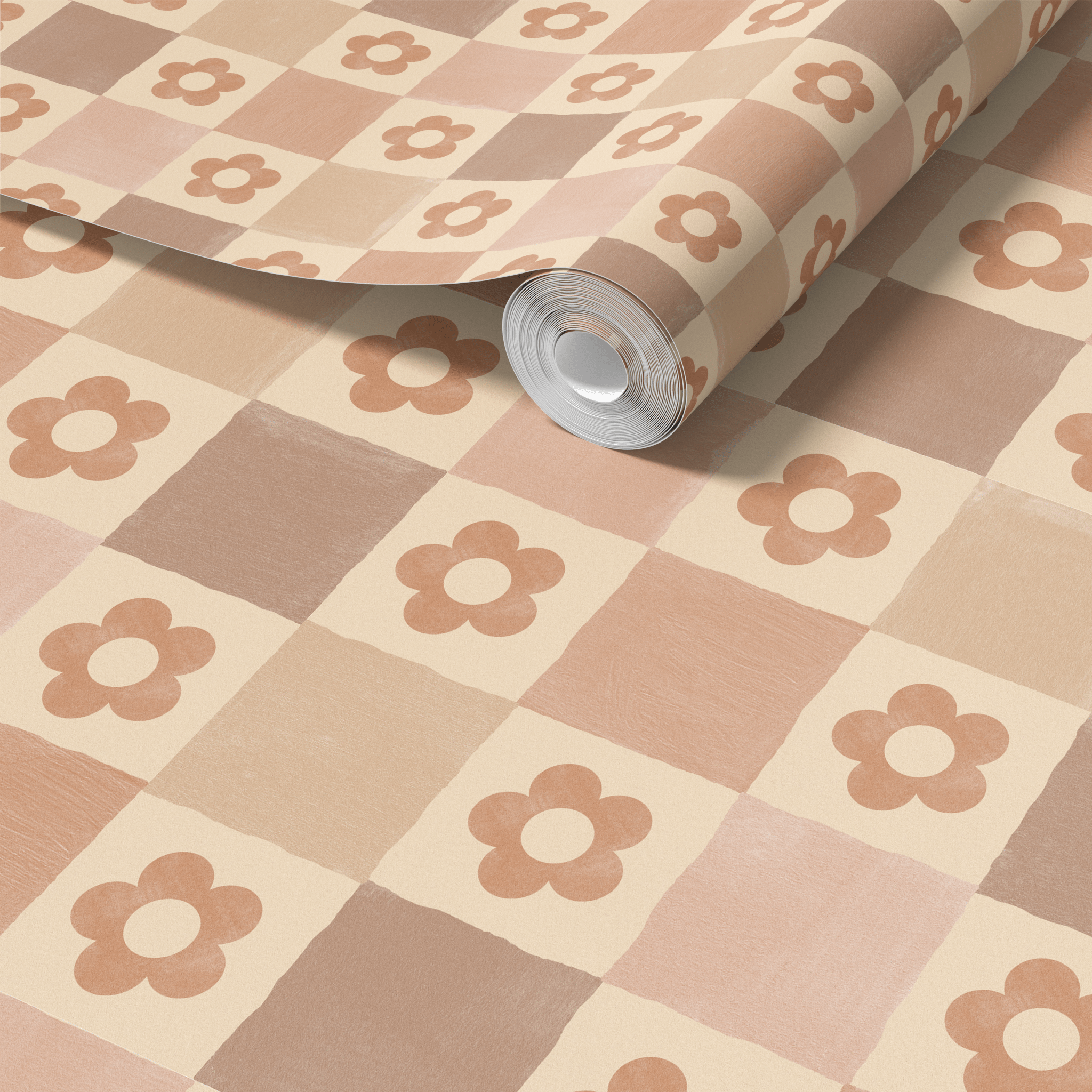 Roll of premium wallpaper partially unfurled, showing texture and design continuity. Dustry Rose tones for versatile home or office decor enhancement