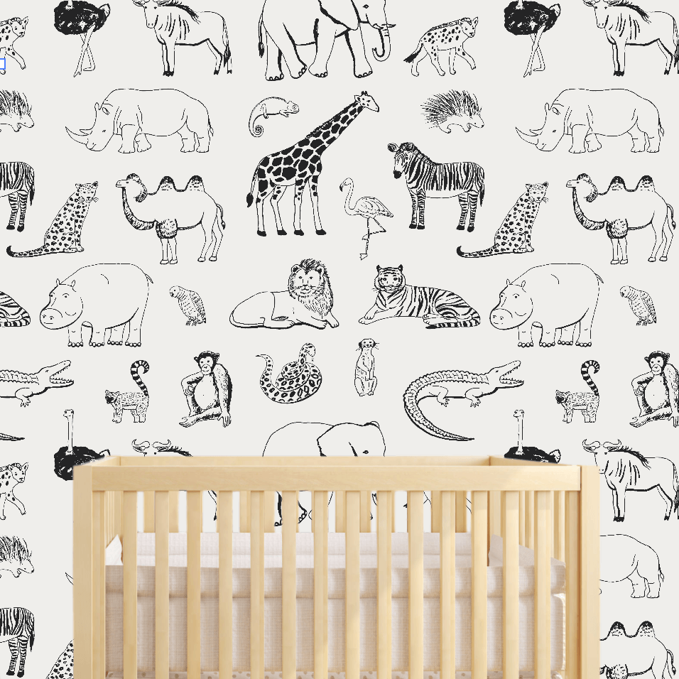 Safari Animal Wallpaper (Peel & Stick) - Rocky Mountain Decals