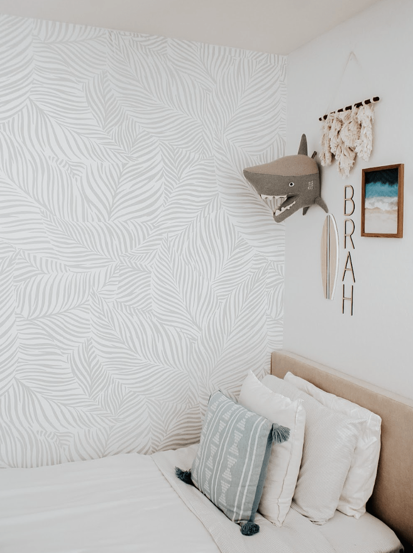 scandinavian wallpaper in a boys room with natural and nautical accents