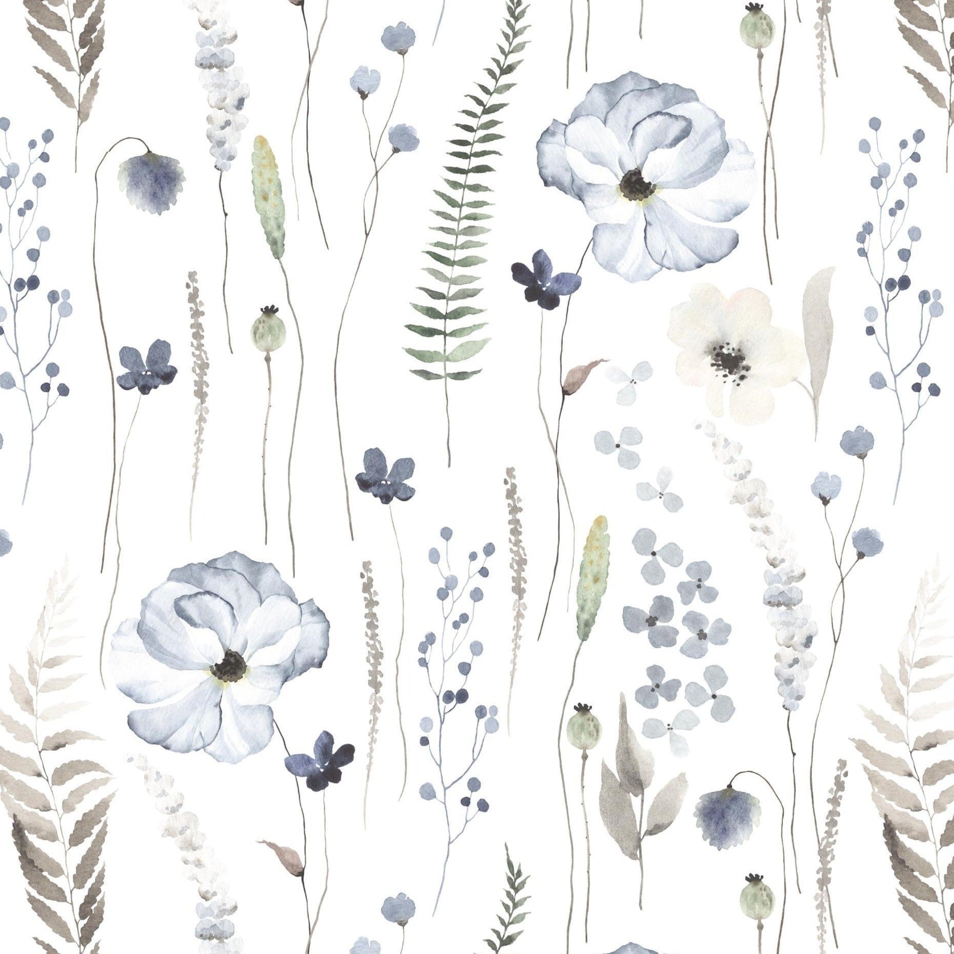 Sample blue flower wallpaper, blue watercolor flower wallpaper