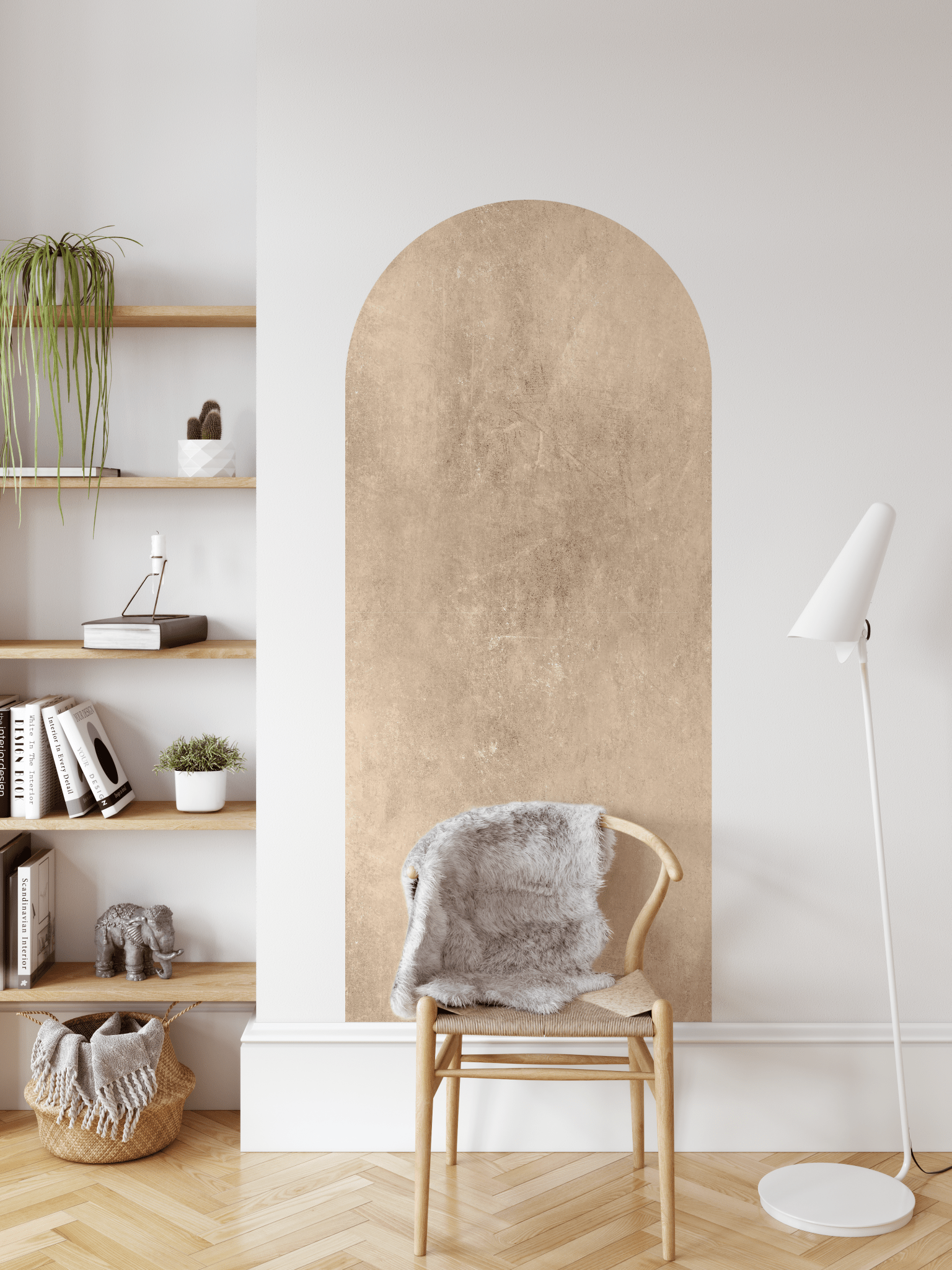 Stone peel and stick wall decal arch, boho style textured wall arch.