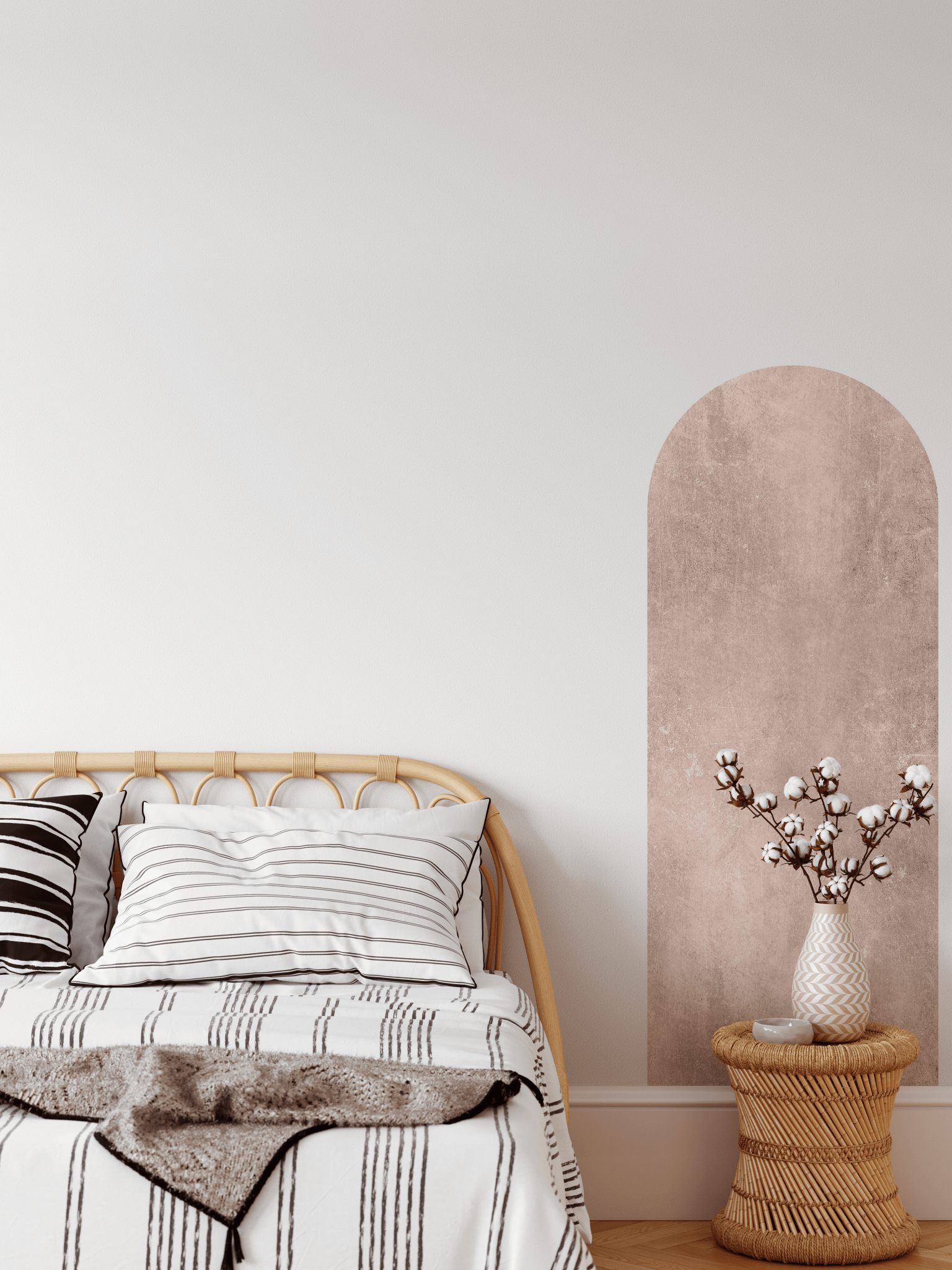 Pink Textured skinny wall arch decal peel and stick for home decor