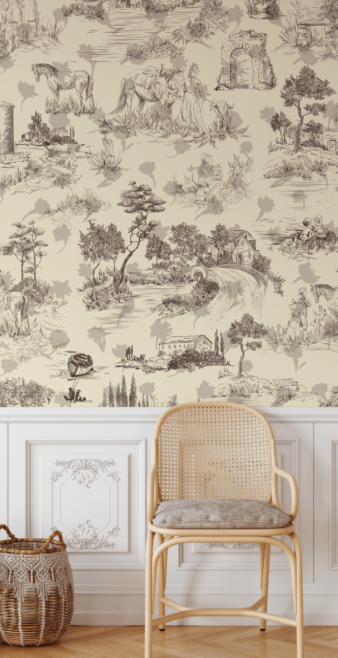 french wallpaper scene toile de jouy wallpaper, wallpaper, wall paper, peel and stick wallpaper, wallpaper peel and stick