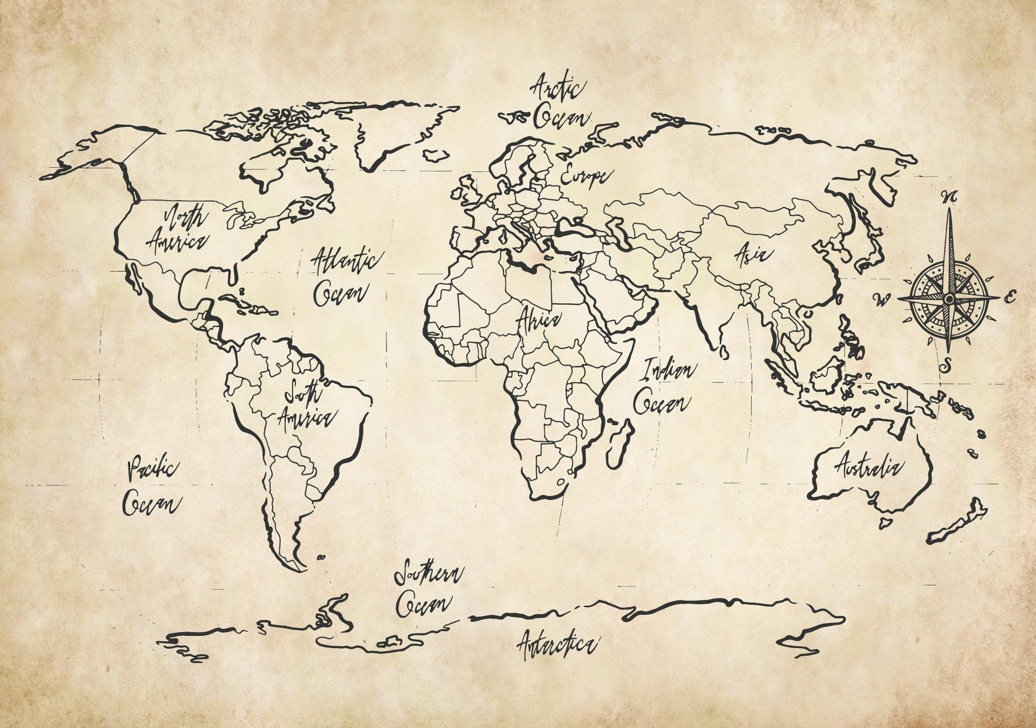 Voyager World Map Decal, Kids Wall Decals, Rocky Mountain Decals