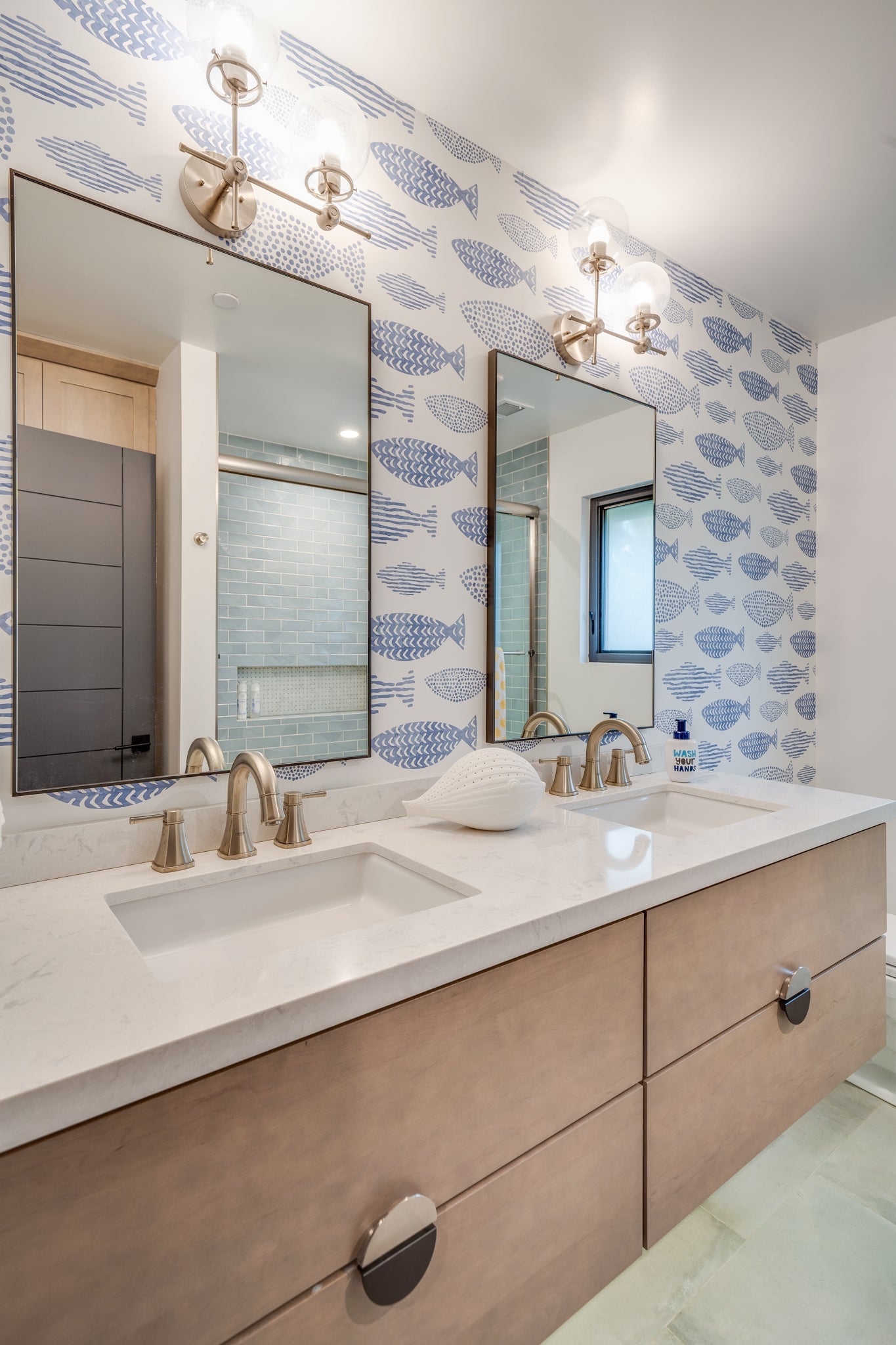 bathroom wallpapers, removable peel and stick wallpaper, wall paper fish