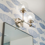 bathroom wall paper, removable peel and stick wallpaper, fish print