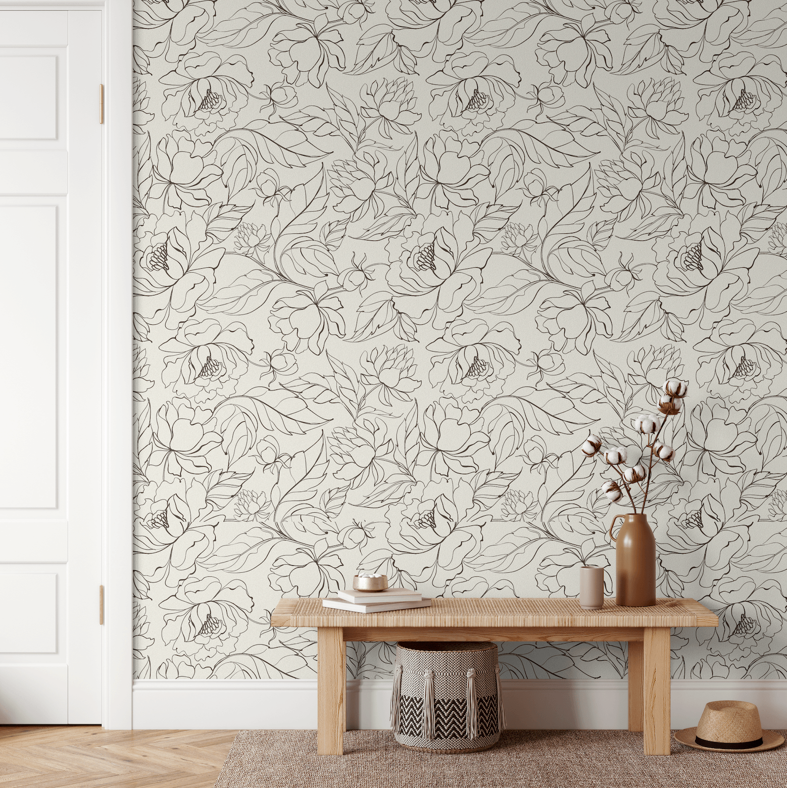 wild flower print wall paper peel and stick nursery wallpaper aesthetic wallpaper