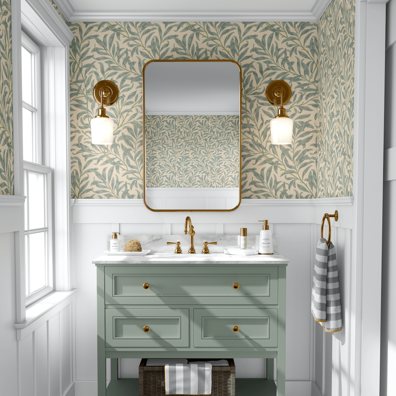 William Morris best Willow Green Removable/Peel and Stick Wallpaper Self-Adhesive Willow