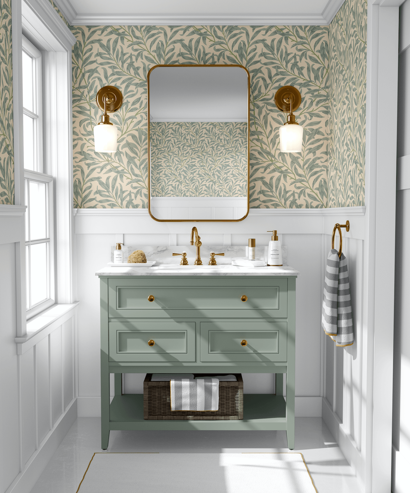 William Morris Willow Wallpaper Willow Green Removable/Peel and Stick Wallpaper Self-Adhesive Wallpaper