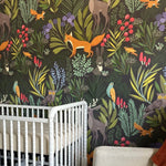 Woodland Wallpaper peel and stick animals removable wallpaper for kids room