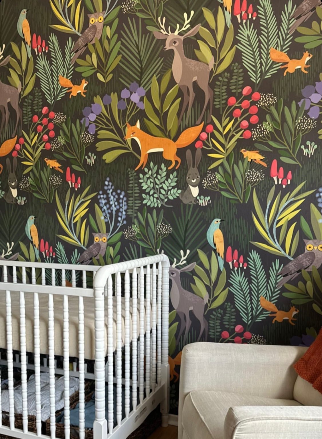 Woodland Wallpaper peel and stick animals removable wallpaper for kids room
