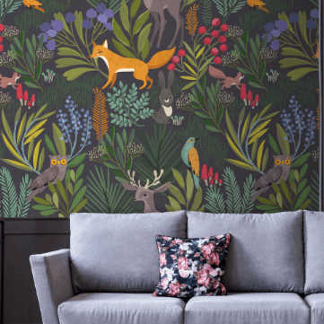 , Woodland Friends Peel and Stick Wallpaper, Removable Wallpaper, Rocky Mountain Decals